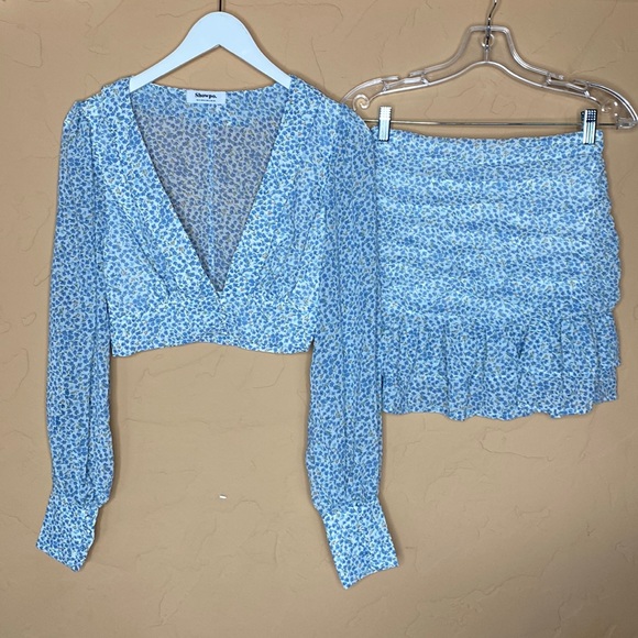 NWOT Showpo 2 piece ruffle skirt set w/ Cropped Blouse - Picture 6 of 15